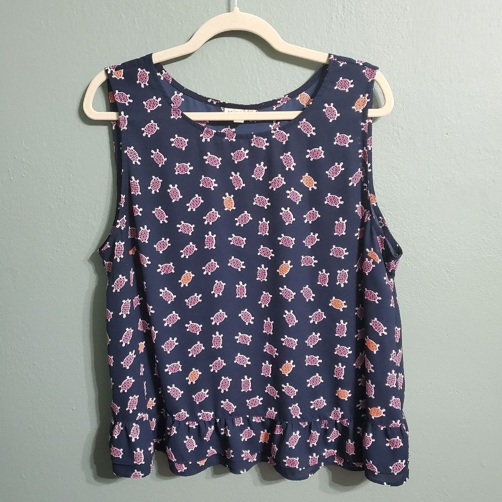 Maison Jules Ruffle Sleeveless Turtle Tank Top Size XXL